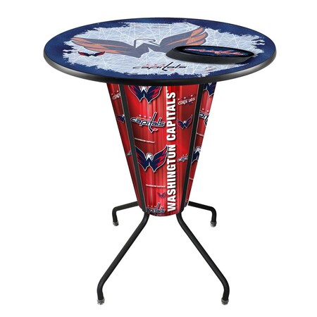 Holland Bar Stool Co Lighted 42" Black Washington Capitals Pub Table, 36" dia. Top L218B42WshCap36RWshCap-D2